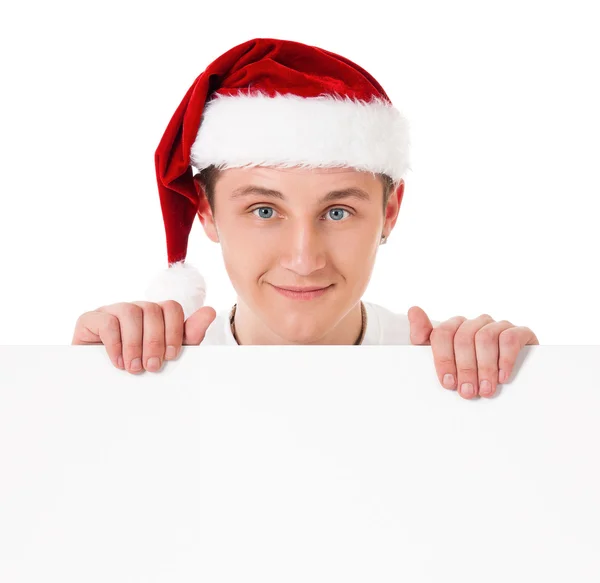 Joven en Santa Sombrero — Foto de Stock