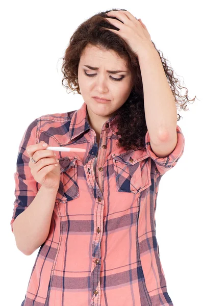 Girl with pregnancy test — Stock Photo, Image