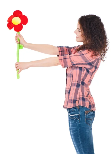 Meisje met grote bloem — Stockfoto