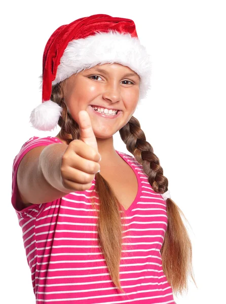 Ragazza in cappello Babbo Natale — Foto Stock