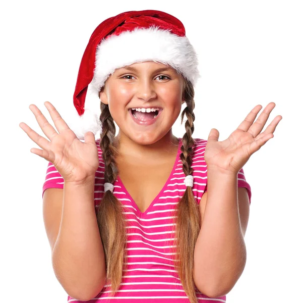 Girl in Santa hat — Stock Photo, Image