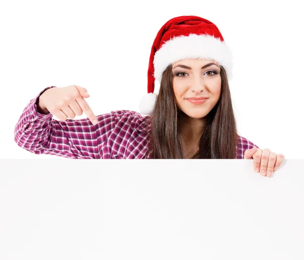 Ragazza in cappello Babbo Natale — Foto Stock