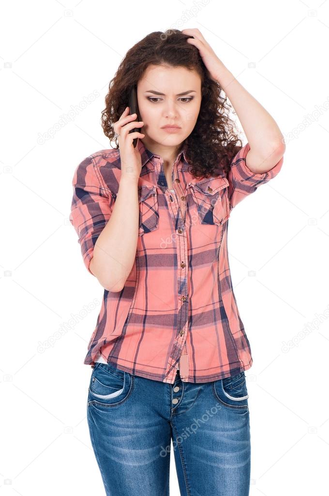 Woman with cellular telephone