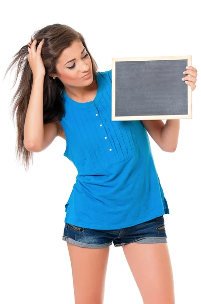 Girl with blackboard — Stock Photo, Image