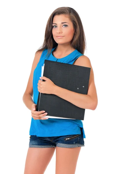 Girl with folders — Stock Photo, Image