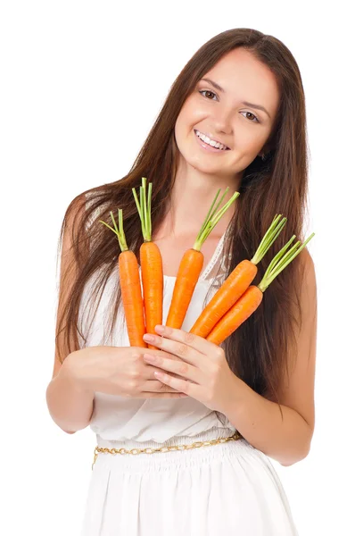 Chica con zanahorias — Foto de Stock