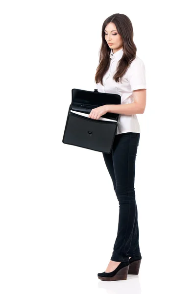 Woman with briefcase — Stock Photo, Image