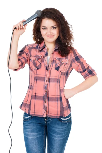 Girl with microphone — Stock Photo, Image