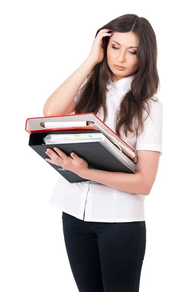 Girl with folders — Stock Photo, Image