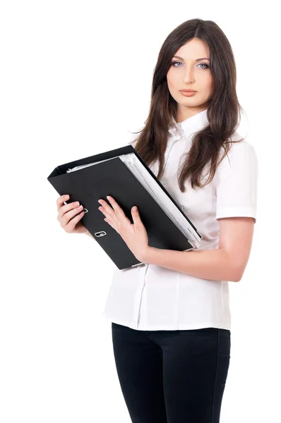 Woman with folders — Stock Photo, Image