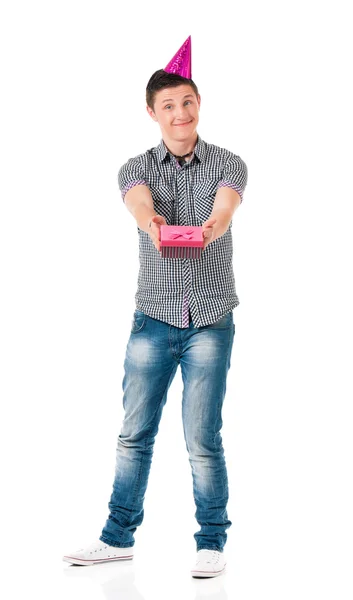 Man with birthday cap — Stock Photo, Image