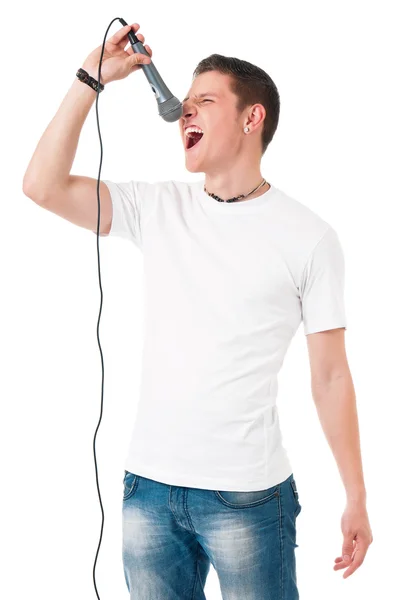 Man with microphone — Stock Photo, Image