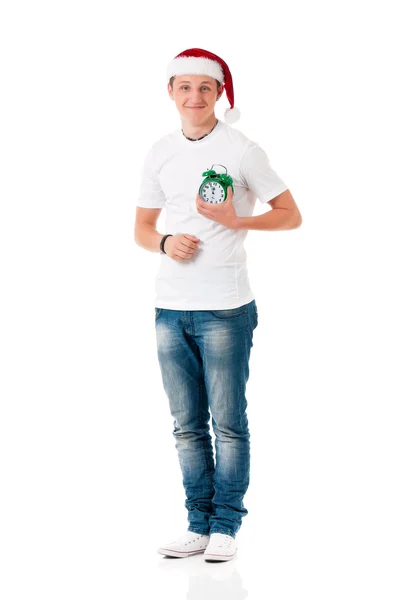 Young man in Santa hat — Stock Photo, Image