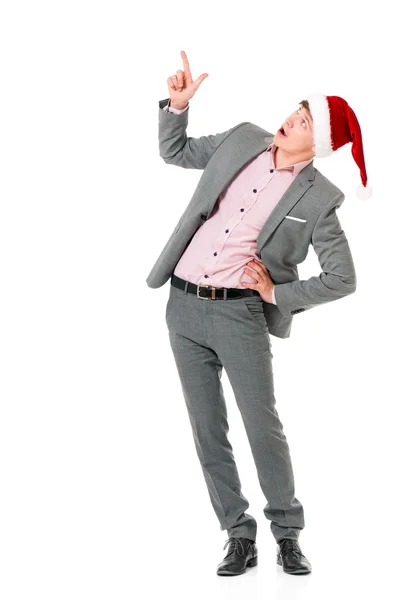 Man in Kerstman hoed — Stockfoto