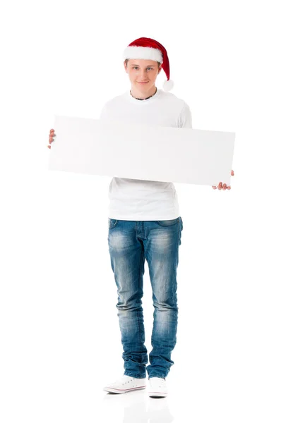 Mladý muž v santa hat — Stock fotografie