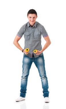 Man with dumbells clipart