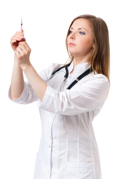 Beautiful young nurse with syringe — Stock Photo, Image