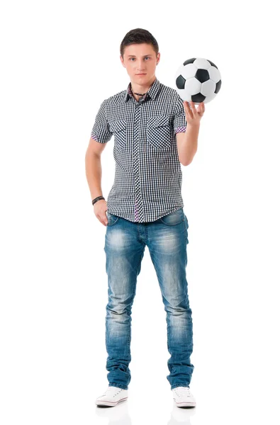 Mannen med fotboll — Stockfoto