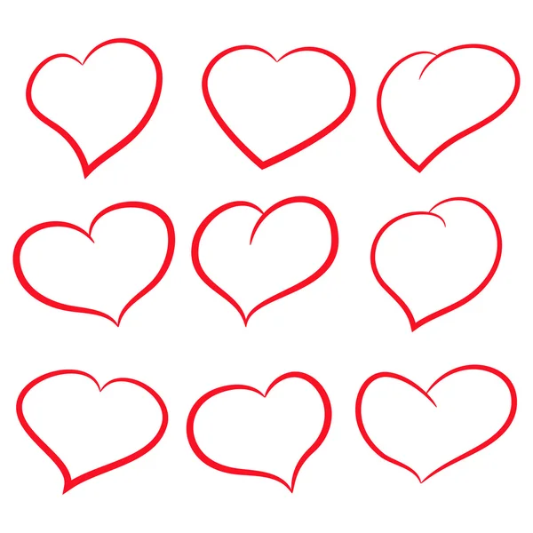 Vector de corazones rojos establecidos — Vector de stock