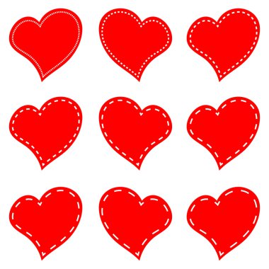 Set kırmızı kalplerin vektör