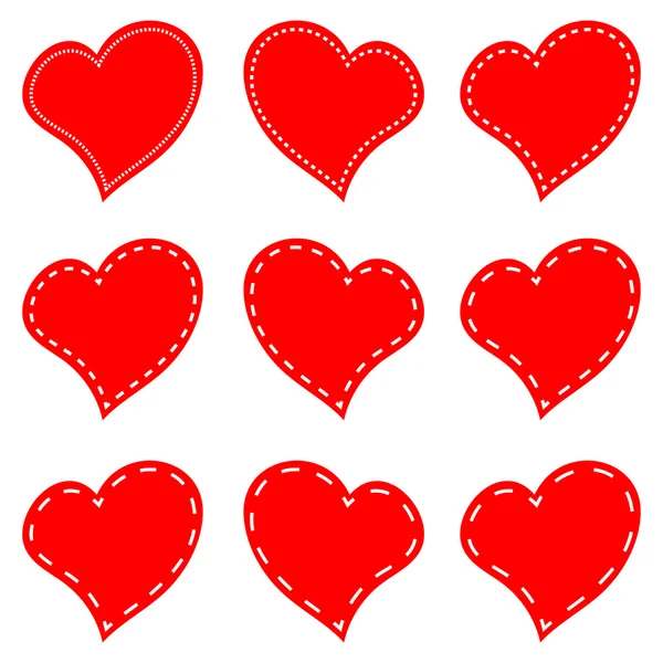 Vector de corazones rojos establecidos — Vector de stock