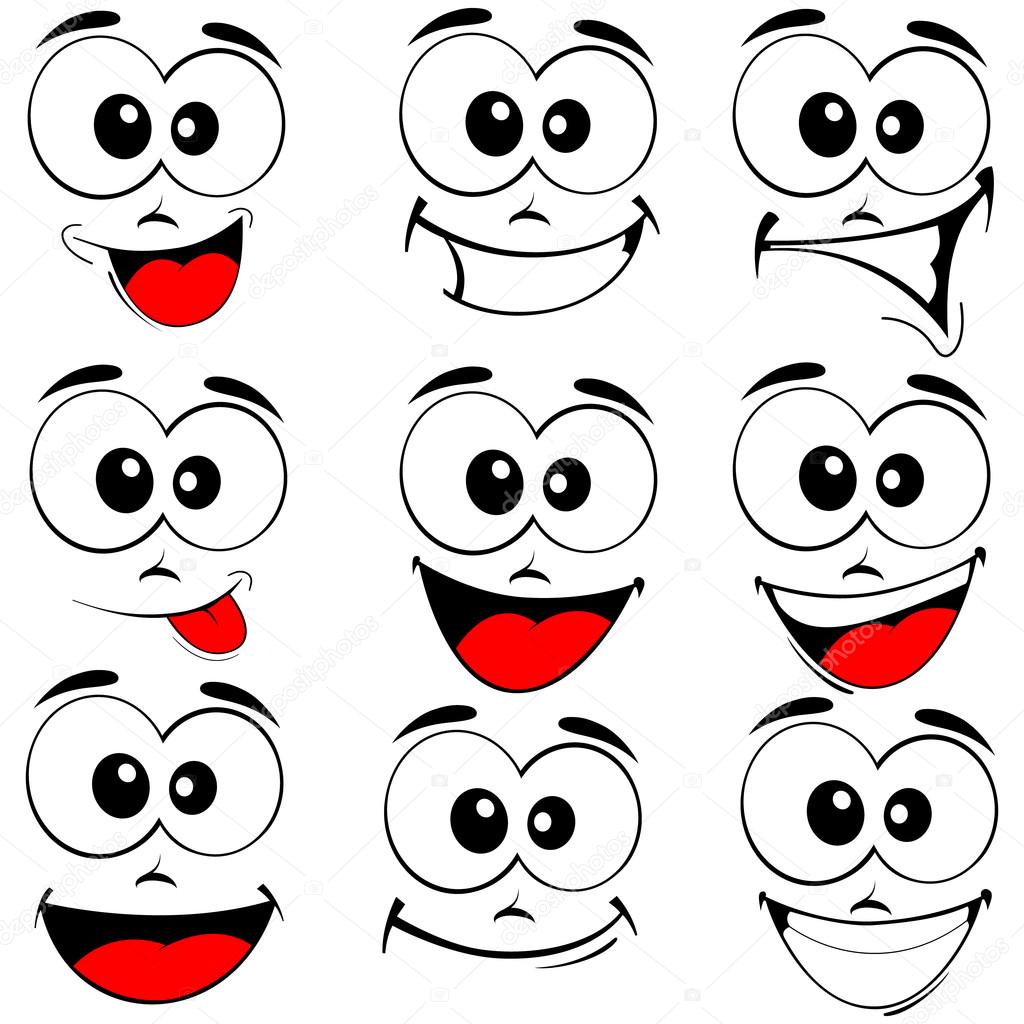 Vector of set smiling faces