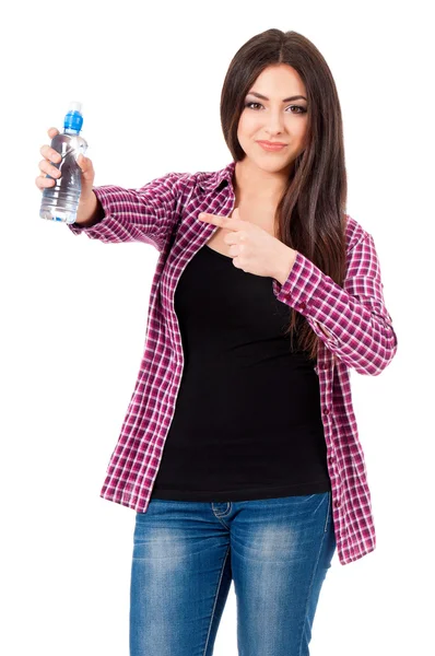 Mooie tiener meisje met fles water — Stockfoto