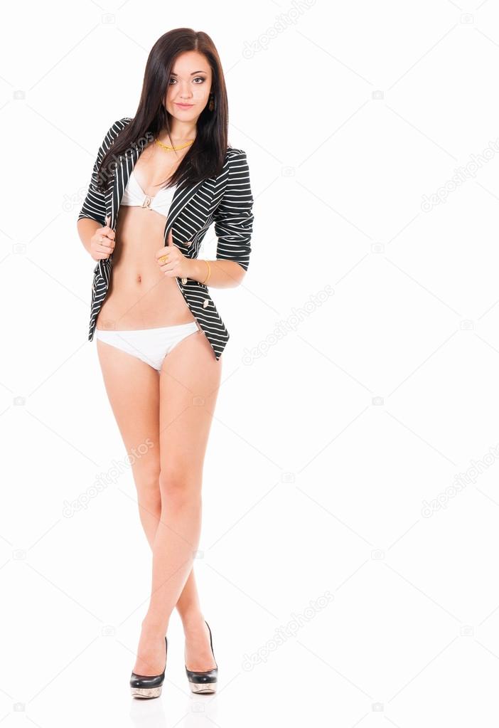 Girl posing in bikini and jacket Stock Photo by ©DenisNata 99073838