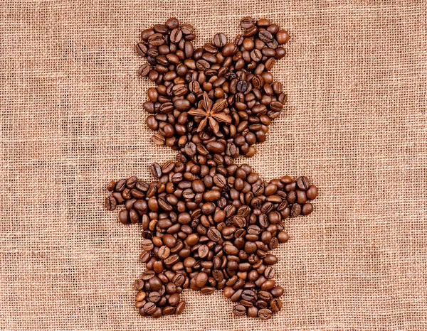 Orso fatto di chicchi di caffè — Foto Stock