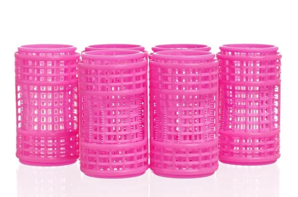 Curlers cabelo rosa — Fotografia de Stock