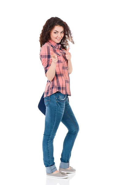 Student girl with backpack — Stock Photo, Image