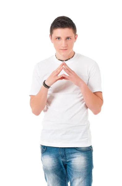 Man in white T-shirt — Stock Photo, Image