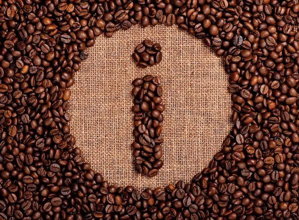 Señal de información hecha de granos de café — Foto de Stock