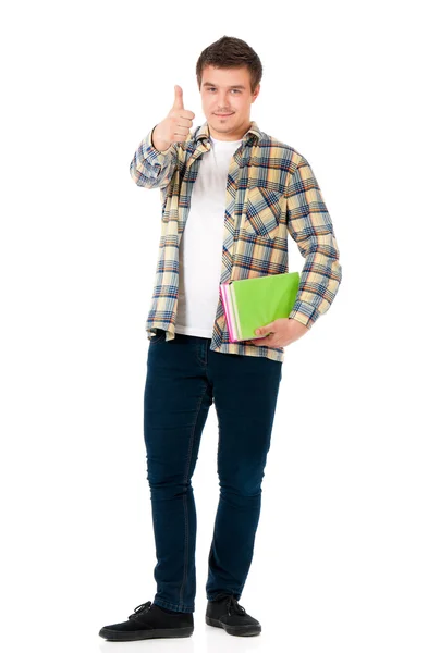 Ung student bär böcker — Stockfoto