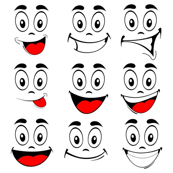 Vetor de conjunto rostos sorridentes — Vetor de Stock