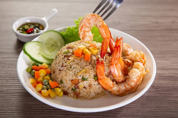 Chinese Fried Rice Barbecue Prawn — Stock Photo, Image