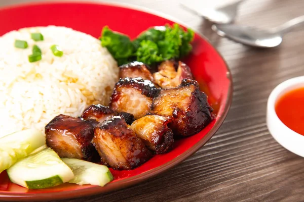 Chinese Sweet Bbq Pork Marinated Sweet Bbq Sauce Roasted — Stock Photo, Image