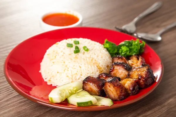 Chinese Sweet Bbq Pork Marinated Sweet Bbq Sauce Roasted — Stock Photo, Image