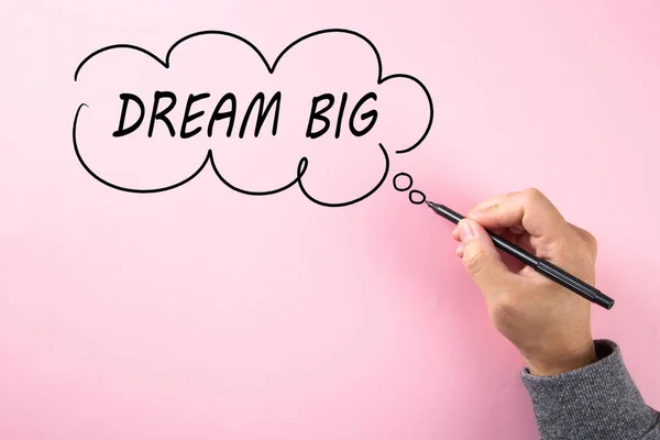 Hand Writing Dream Big Cloud Bubble Pink Background — Stock Photo, Image