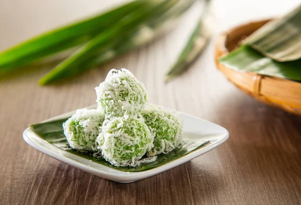 Ondeh Ondeh Traditional Malay Snack Made Rice Ball Filled Brown Stock Photo