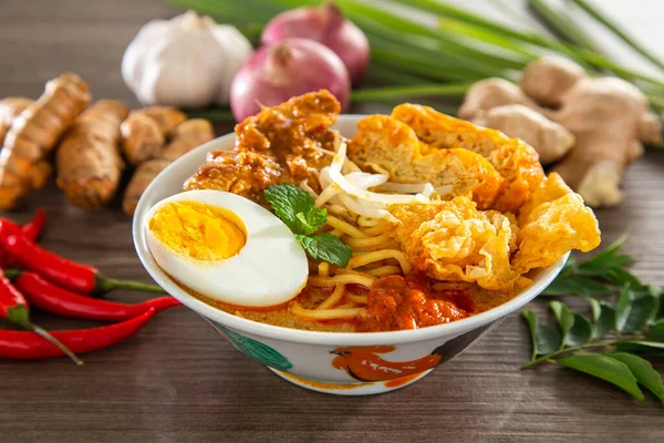 Карри Лакса Популярный Традиционный Лапшичный Суп Малайзийской Культуры — стоковое фото