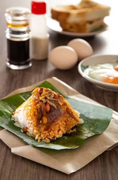 Pequeno Almoço Oriental Comum Malásia Composto Por Café Nasi Lemak — Fotografia de Stock