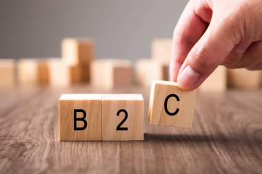 Elle düzenleme ahşap bloklar b2c yazılıyor, tüketici stratejisine işletmeyi temsil ediyor