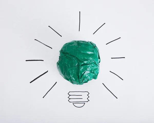 Inspiração conceito amassado cor papel lâmpada — Fotografia de Stock