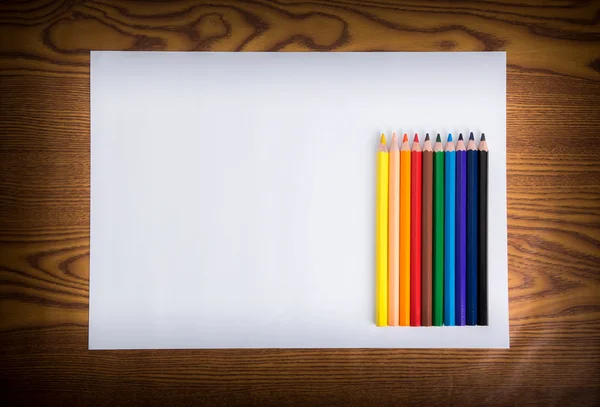 White paper and color pencil — Stock Photo, Image