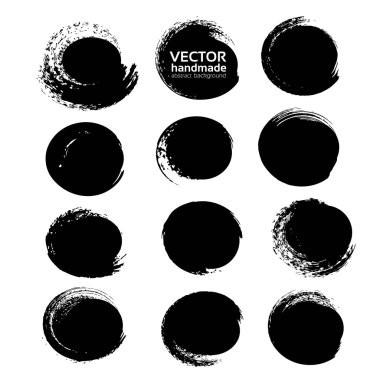 Siyah daire soyut dokulu vuruşları üzerinde beyaz bir backg izole