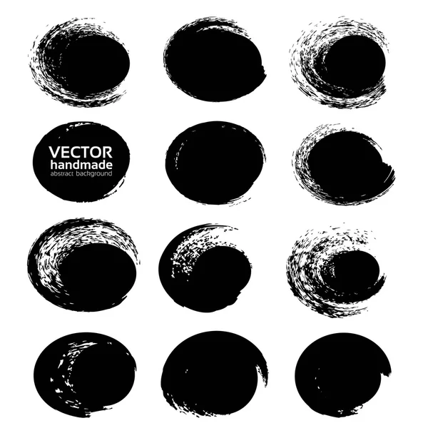 Svart abstrakt cirkel texturerat stroke isolerad på en vit backg — Stock vektor