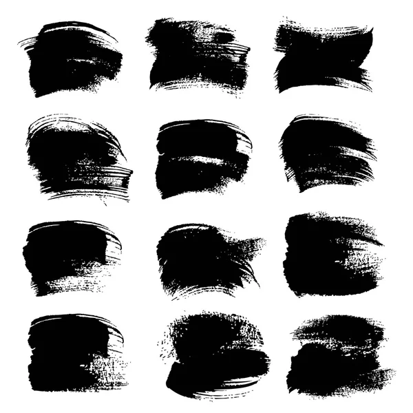 Big black thick strokes set isolated on a white background — Stock Vector