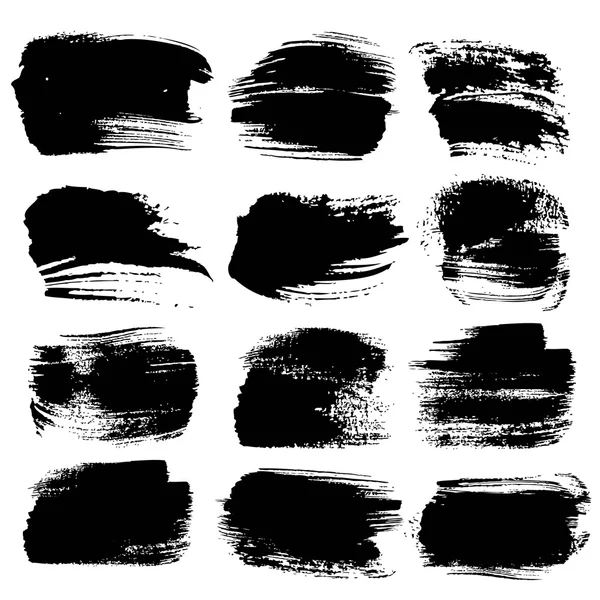Grandes trazos negros abstractos aislados sobre un fondo blanco — Archivo Imágenes Vectoriales
