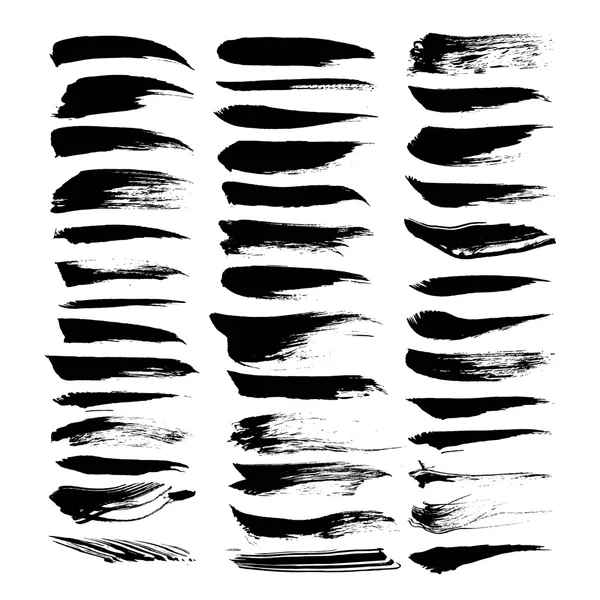 Abstract black textured ink strokes isolated on a white backgrou — Stock Vector